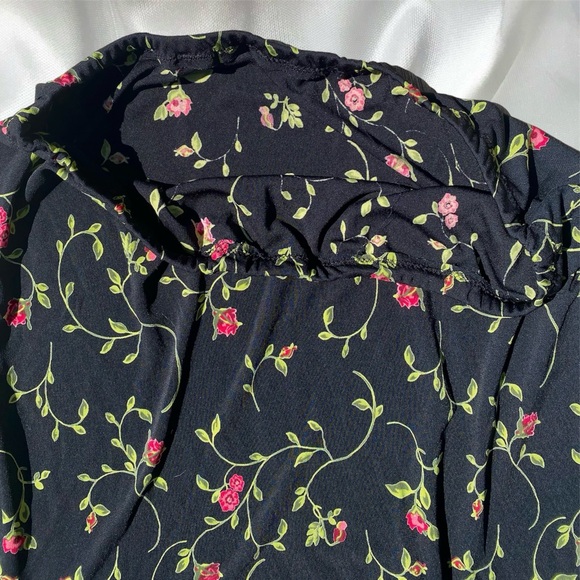 Coquette y2k floral garden midi skirt with ruffle hem - Picture 3 of 4